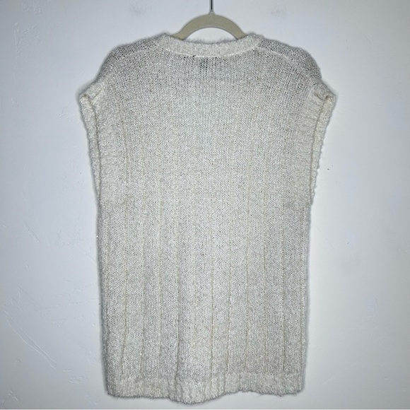 Vintage Diane Von Furstenberg Cream Loose Knit Sweater Vest Size Medium Preppy - Picture 2 of 12